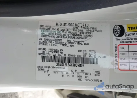 2012 Lincoln Mkz Hybrid z USA, uszkodzony, nr VIN 3LNDL2L36CR809805